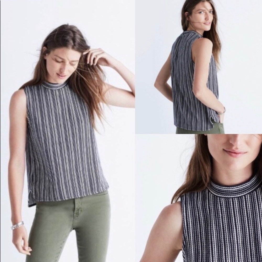 MADEWELL Mock Turtleneck Stripe Sleeveless Top
